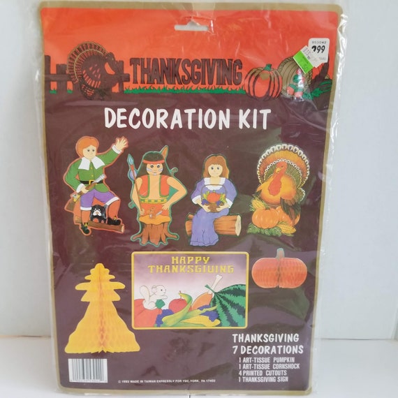 Vintage Thanksgiving Die Cut And Honeycomb Decoration Kit Etsy