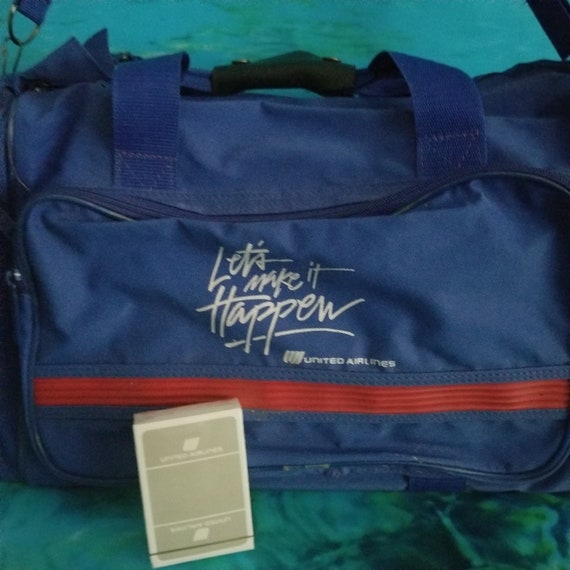 United Airlines Duffel Bag Carry On Gym Coated Canvas… Gem