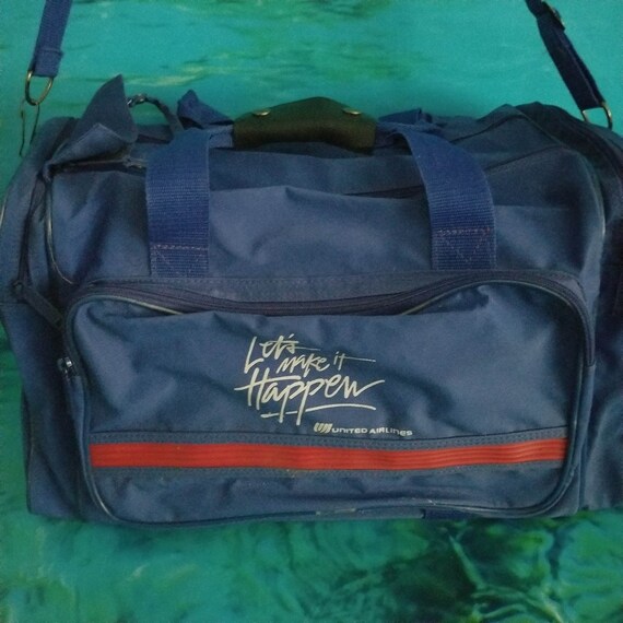 United Airlines Duffel Bag Carry On Gym Coated Canvas… Gem