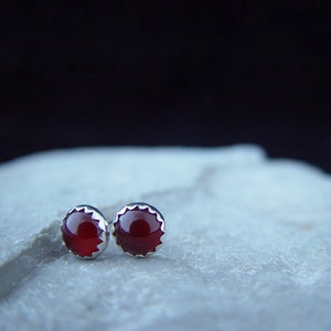 Stone Silver Stud Earrings carnelian tigers eye pyrite cabochon jewelry custom handmade post earrings by IvyKJewelry