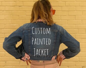 Small Custom Hand Painted Vintage Jacket