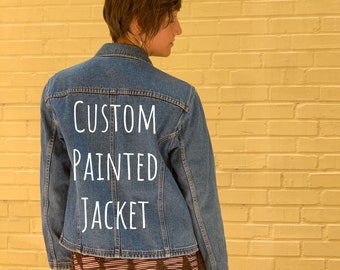 Large Custom Hand Painted Vintage Jacket