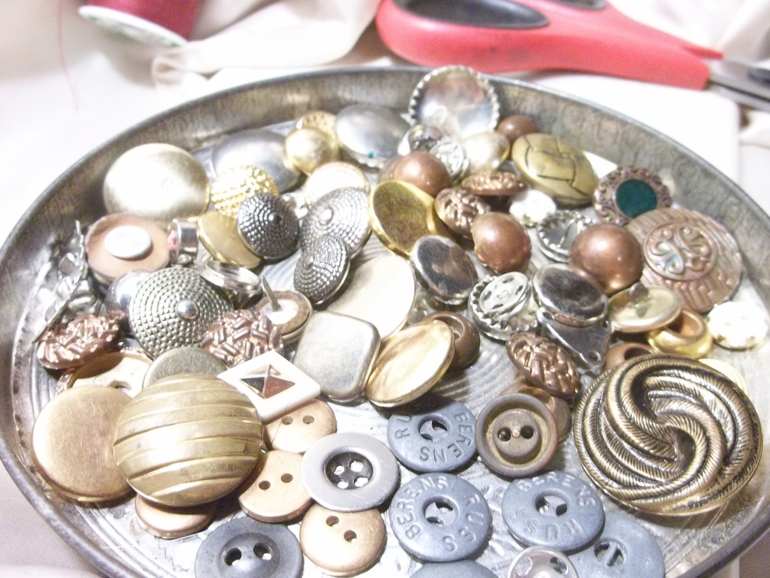 Metal Buttons Lot Of Vintage Metal Buttons Upholstery Buttons Etsy