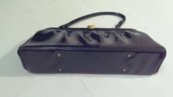 Purse Vintage Black Patent Leather Markay Bag clu… - image 5