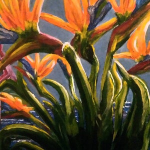 Birds of Paradise Acrylic Painting Original Art by Yvonne Allbritton California Flowers Birds of Paradise Artwork Fine Art Acrylic Painting