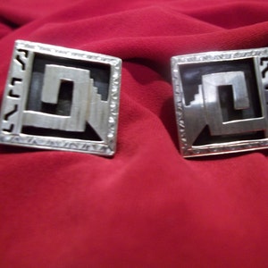 Sterling Silver Cufflinks Sterling Silver Jewelry Vintage Men's Sterling Silver Cuff Links Diamond Cut Beautiful Mayan Motiff