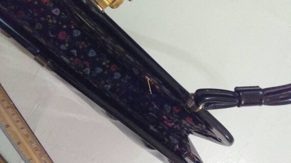 Purse Vintage Black Patent Leather Markay Bag clu… - image 7