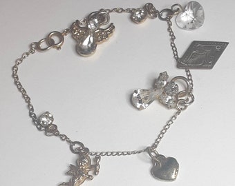 Hand made Gold Angels and Hearts Charm Bracelet