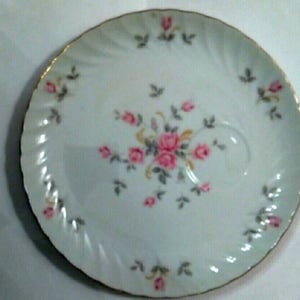 Vintage Snack Plates 4 Porcelain Hand Painted22k Gold edged Rose Patterned Snack Plates Beautiful!