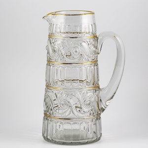 Antique French Baccarat crystal glass Pitcher decanter in Russo pattern