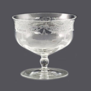 Vintage Tiffin Depression Optik geätztes Glas Dessert Sherbet