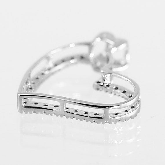 14K White Gold Diamond Heart Pendant: Interlinked… - image 3