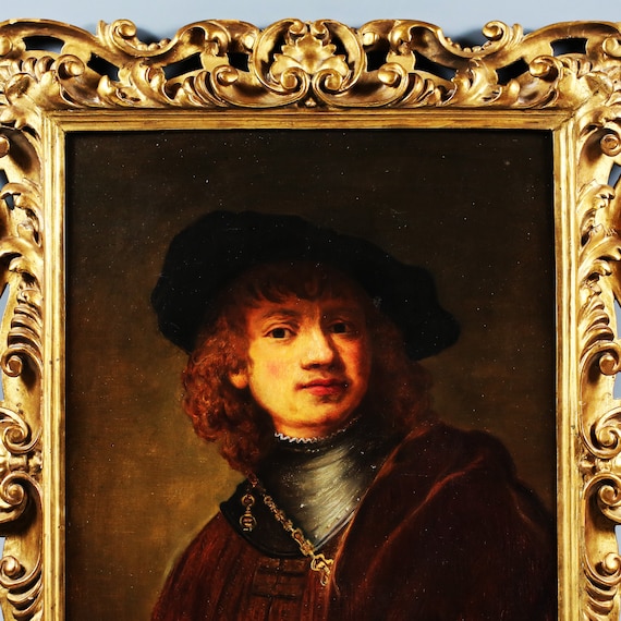 19世紀レンブラント風肖像油絵（フィレンツェ風額縁入り） - Etsy 日本