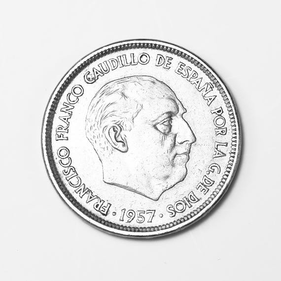 1957 Spain Coin 50 Pesetas - Francisco Franco, 50 Ptas With Star