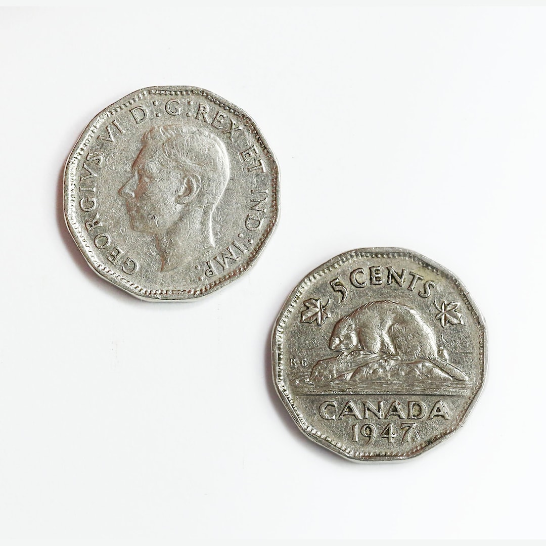 1947年カナダ5セント硬貨ジョージ6世メープルリーフスターカナダ