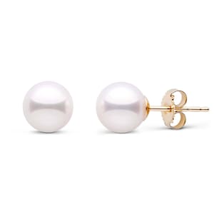 Japanese Akoya AAA 5-5.5 mm pearl studs earring, wedding stud earrings, gold setting earrings