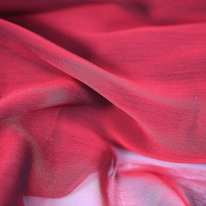 Tela de mezcla de poliéster rojo oscuro de 5,5 m, peso ligero suave, tela de vestir transparente y translúcida, faldas, tela de blusa con buen flujo