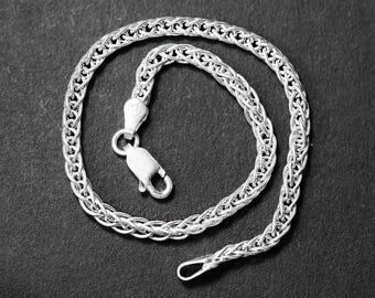 925 Sterling Silver braid link chain Bracelet for women, Stacking Bracelet, Gift for Her, Minimalist Bracelet