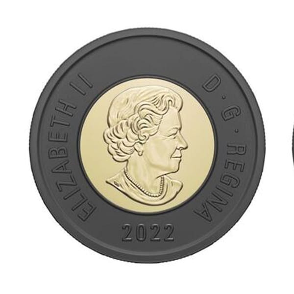 2022 Canada toonie 2 Dollar Black Ring coin In Memory of Queen Elizabeth II