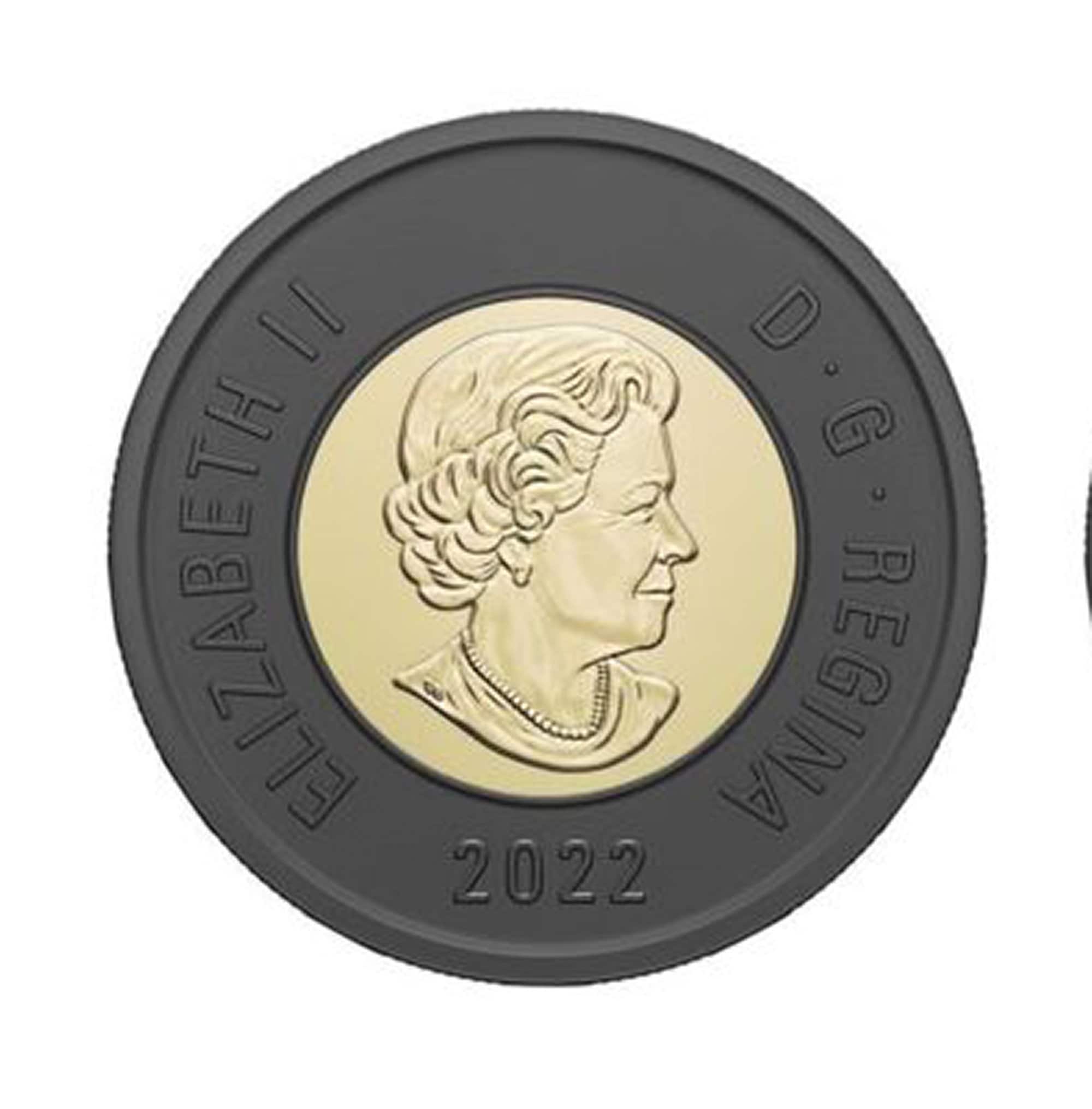 2022年カナダトゥーニー2ドルブラックリングコインエリザベス2世