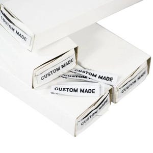 Lot 100pc Fabric Woven Labels &quot;Custom Made&quot; 5x1 cm Clothing labels