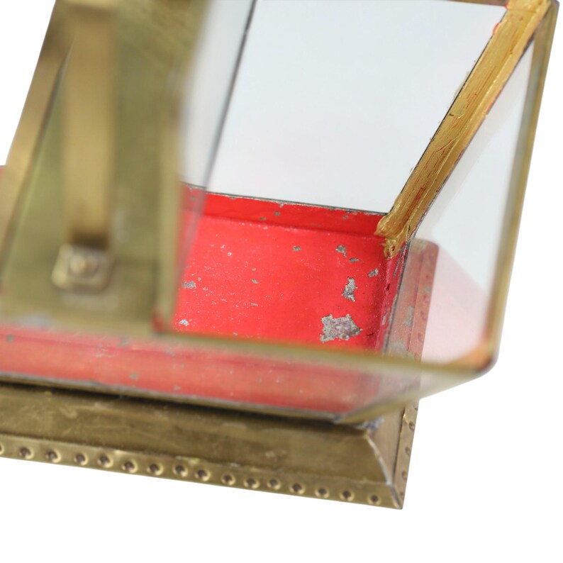 Antique Glass and Brass Basket-Style Box; Hinged Lid Keepsake Casket image 7