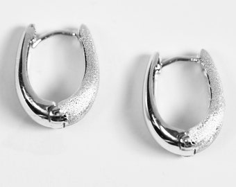 Sterling Silver .925 Hinged Hoop Huggie Minimalist Earrings Women Jewelry Gift