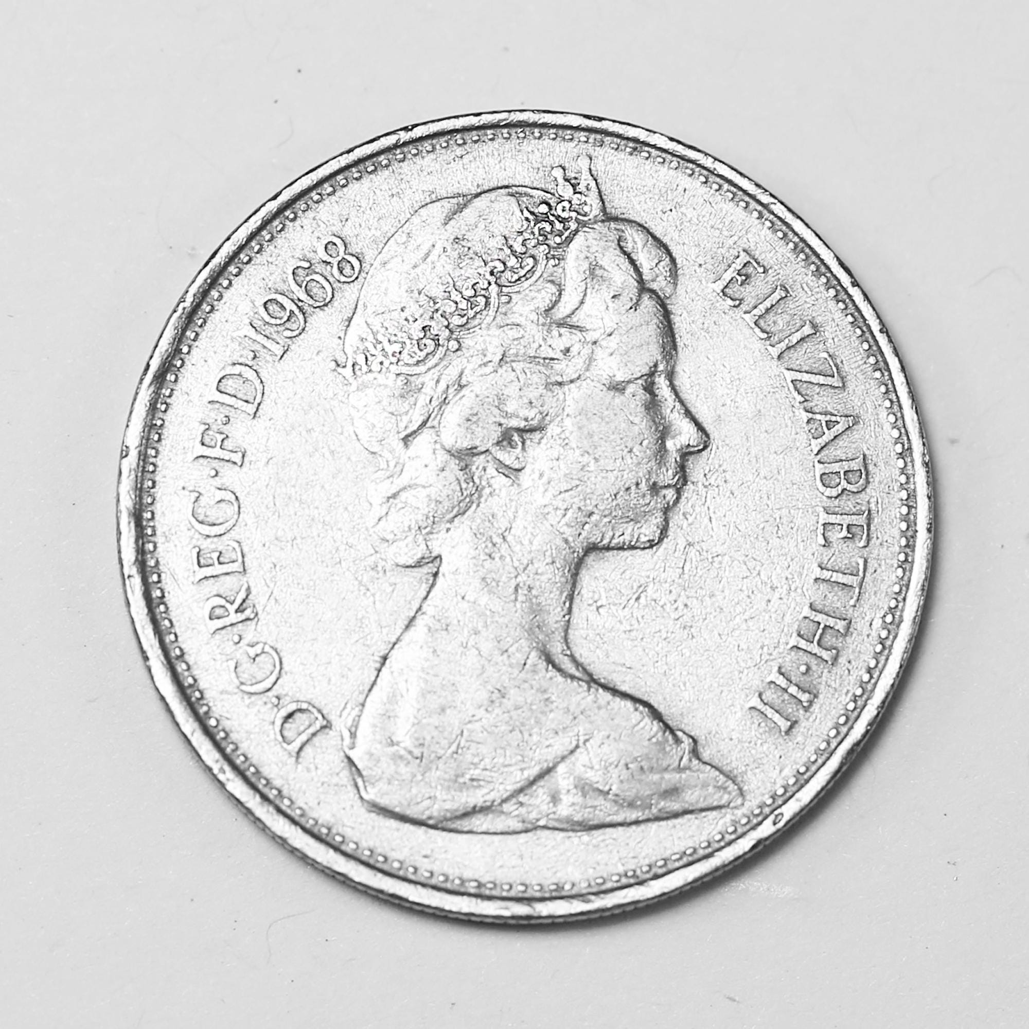 1968年英国10ペンス硬貨 - エリザベス2世初の10進法硬貨 - Etsy 日本