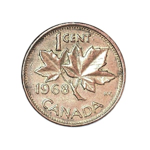 1968 Canada 1 Cent Bronze Coin Canadian One Penny small Coin