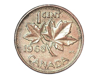 1968 Canada 1 Cent Bronze Coin Canadian One Penny small Coin