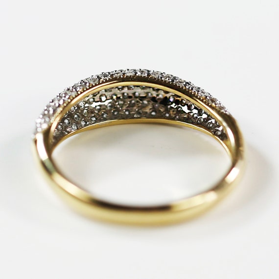 Solid yellow 14K gold pave Diamond cluster Ring s… - image 5