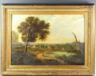 18th century Antique oil on wood board painting circa Thomas Gainsborough 1727-1788