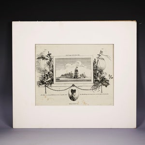 Beautiful Antique stipple / line etching depicted scene of Napoleon I Leaving port Ferrajo for Island Elba