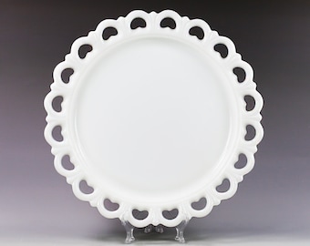 Vintage serving Platter by Anchor Hocking Old Colony Open Lace milk white opaque glass