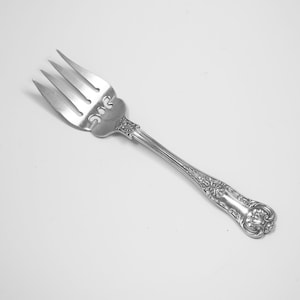 Antique Birks sterling silver serving Fork in Queens pattern