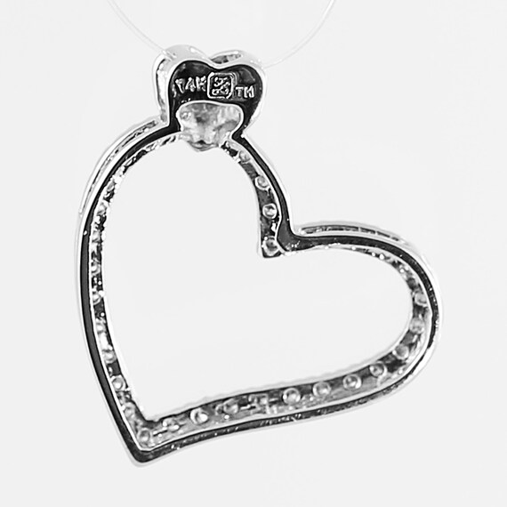 14K White Gold Diamond Heart Pendant: Interlinked… - image 2