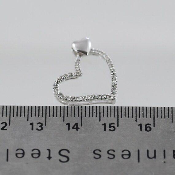 14K White Gold Diamond Heart Pendant: Interlinked… - image 5