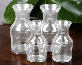 Set of 4 Libbey Glass Wine Carafes: Single Serving, Cocktail Presentation, Small Vase