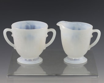 Depression opaline glass Creamer Sugar MacBeth Evans American Sweetheart Monax