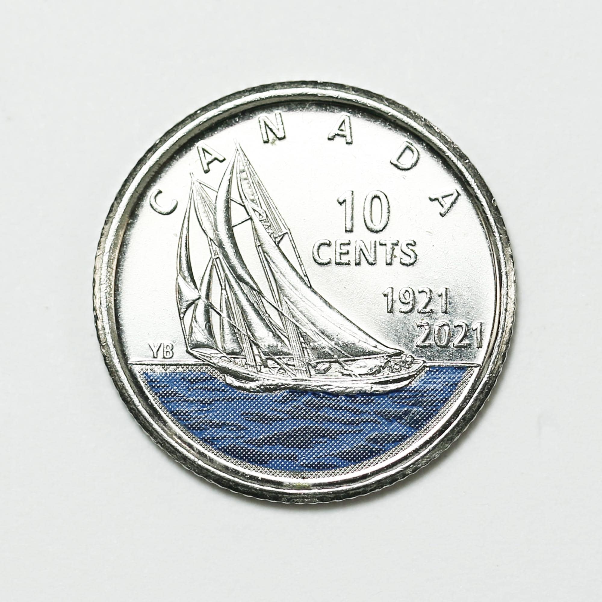2021 Canada 10 Cents - Elizabeth II Bluenose, Coloured Canadian