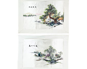 額装　中国刺繍　シルクアート作品 額入り中国シルク刺繍 - Etsy 日本