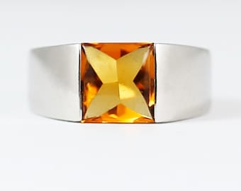 14K solid white gold 1.6 C Canary Yellow natural Citrine
