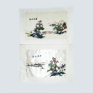 Pair Vintage Chinese silk embroidery, Home decoration, Wall Decor, 2