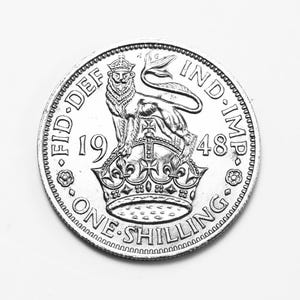 1948 British One Shilling Coin: George VI English Crest