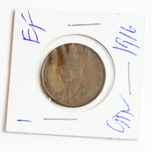 Canada 1 Cent 1916 George V Canadian Penny Copper Coin Large