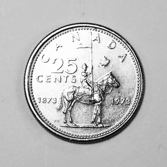 1973年カナダ25セント硬貨：RCMP100周年記念コイン - Etsy 日本