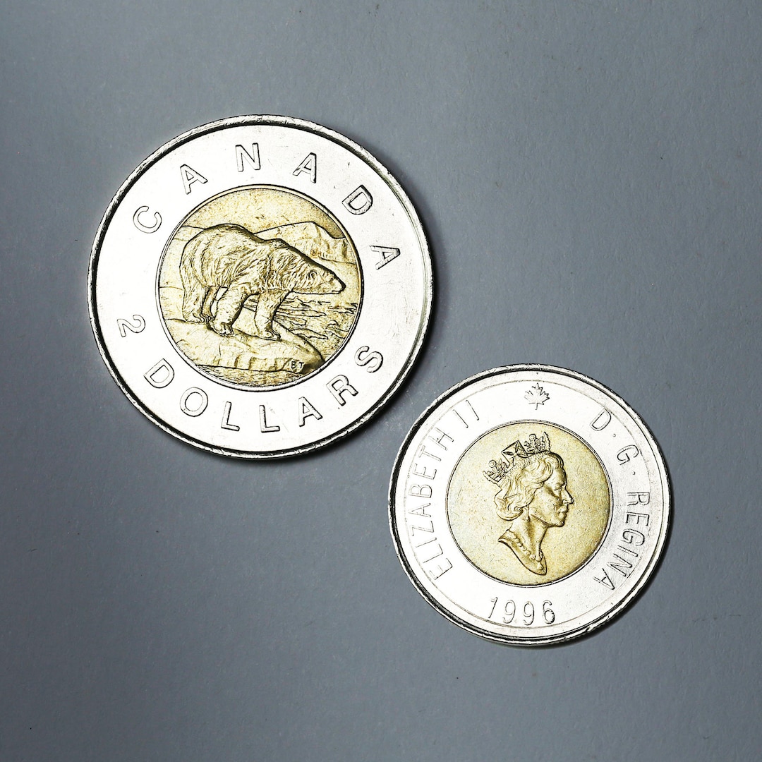 First Toonie 1996 Two Dollar Elizabeth II - Polar Bear, Canadian 2 ...