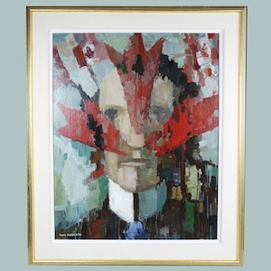 Canadees Tom Roberts 1908-1998 portret Sir John A.MacDonald acryl-/kartonschildering