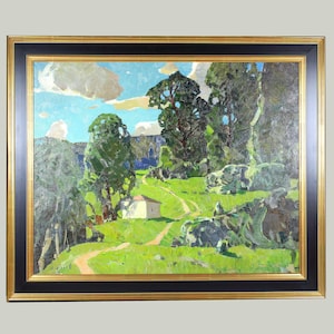 Pintura original vintage al óleo sobre cartón - Verano - del artista ruso Mikhail Ageev, Decoración del hogar, Arte para colgar en la pared, Obra de arte