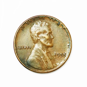 Moneda estadounidense de 1 centavo de Lincoln - Wheat Penny de 1955